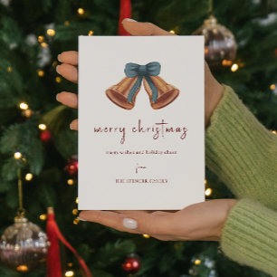 Cartes Pour Fêtes Annuelles Ruban minimal Golden Christmas Bell