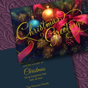 Cartes Pour Fêtes Annuelles Ruban ornemental À feuillage persistant de Noël