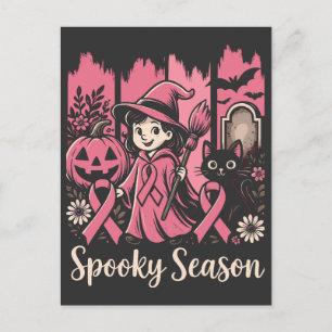 Cartes Pour Fêtes Annuelles Ruban rose de saison éffrayante - Jolie sorcière d