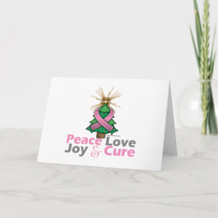 Cartes Pour Fêtes Annuelles Ruban rose Noël Paix Amour, joie et guérison
