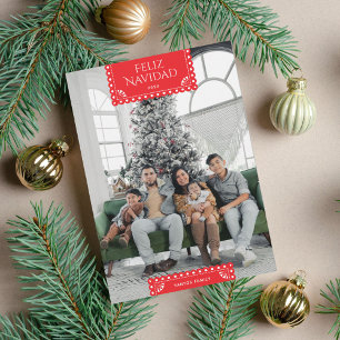 Cartes Pour Fêtes Annuelles Ruban rouge Feliz Navidad