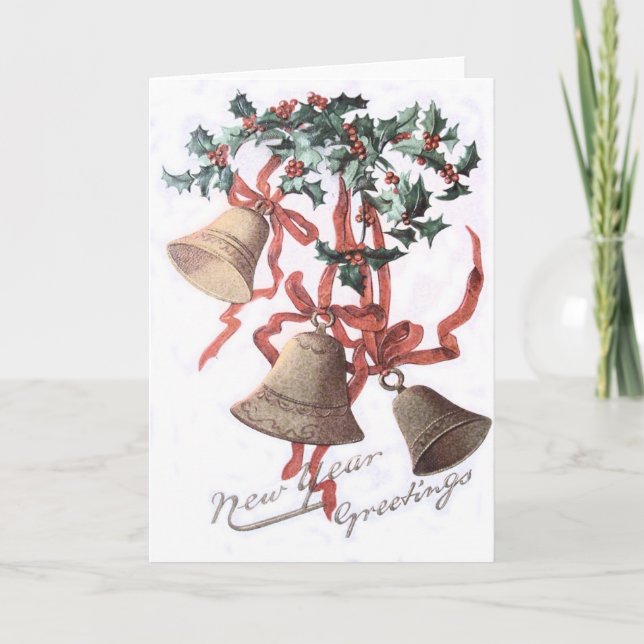 Cartes Pour Fêtes Annuelles Ruban rouge Holly Bell (Devant)