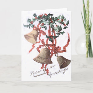 Cartes Pour Fêtes Annuelles Ruban rouge Holly Bell