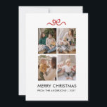 Cartes Pour Fêtes Annuelles Ruban Rouge Minimaliste 4 Photo Joyeux Noël<br><div class="desc">Célébrez la saison des fêtes avec cette carte de Noël moderne et épurée à quatre photos, dotée d'un délicat accent de ruban rouge. La mise en page minimaliste et la typographie élégante permettent aux moments les plus précieux de votre famille de prendre le devant de la scène pour un souvenir...</div>