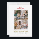 Cartes Pour Fêtes Annuelles Ruban Rouge Minimaliste 4 Photos Joyeux Noël<br><div class="desc">Célébrez la saison des fêtes avec cette carte de Noël moderne et épurée à quatre photos, dotée d'un délicat accent de ruban rouge. La mise en page minimaliste et la typographie élégante permettent aux moments les plus précieux de votre famille de prendre le devant de la scène pour un souvenir...</div>