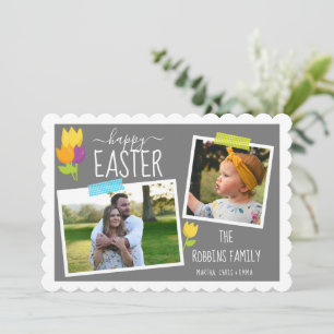 Cartes Pour Fêtes Annuelles Ruban Washi de Pâques personnalisé avec photo Tuli