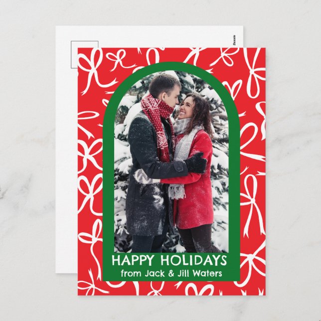 Cartes Pour Fêtes Annuelles Rubans Bows Noël photo sur mesure Arche (Devant / Derrière)