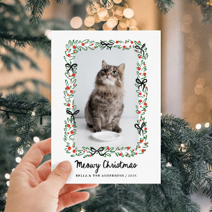 Cartes Pour Fêtes Annuelles Rubans Capricieux   Joyeux Noël félin de la part d