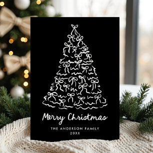 Cartes Pour Fêtes Annuelles Rubans de Noël Arbre Fantaisiste Noir Non-Photo