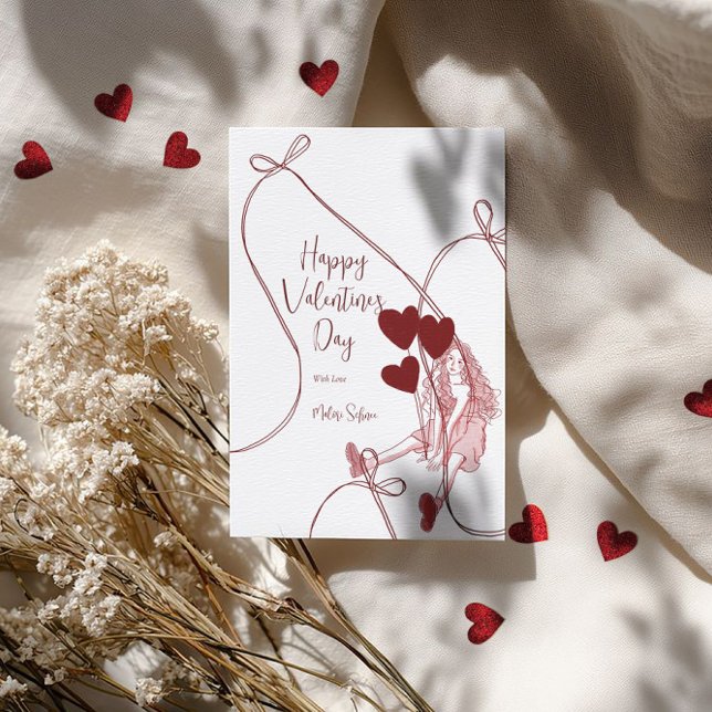 Cartes Pour Fêtes Annuelles Rubans et Ballons en Forme de Cœur – Saint-Valenti (Créateur téléchargé)