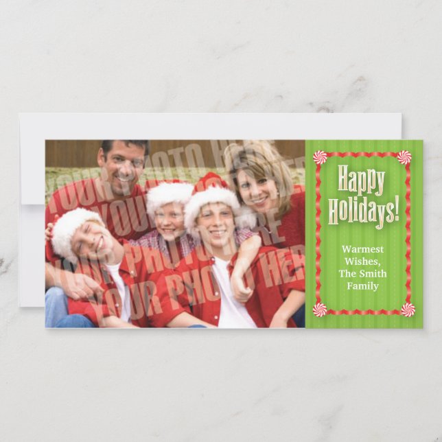 Cartes Pour Fêtes Annuelles Rubans et photo simple de sucrerie (Devant)