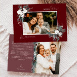 Cartes Pour Fêtes Annuelles Ruby Red Greenery Vintage Noël Deux photos<br><div class="desc">Bienvenue dans notre magnifique design de carte de vacances Ruby Red Greenery Vintage Christmas Two Picture, où le charme vintage et l'élégance moderne. Cette conception est composée d'une végétation d'aquarelle complexe et d'une calligraphie subtilement élégante avec une typographie simple, capturant l'essence de l'esprit traditionnel et rustique cottage core. Avec une...</div>