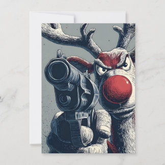 Cartes Pour Fêtes Annuelles Rudolph has a Gun Christmas Cards