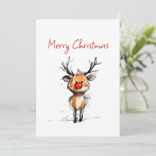 Cartes Pour Fêtes Annuelles Rudolph le renne festif croquis Joyeux Noël