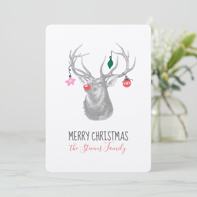Cartes Pour Fêtes Annuelles Rudolph Reindeer Joyeux Noël (Debout devant)
