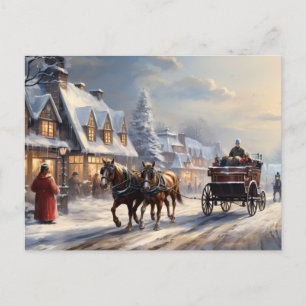 Cartes Pour Fêtes Annuelles Rue de transport de Noël à cheval