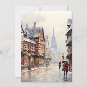 Cartes Pour Fêtes Annuelles Rue de village de Noël vintage pour les fêtes