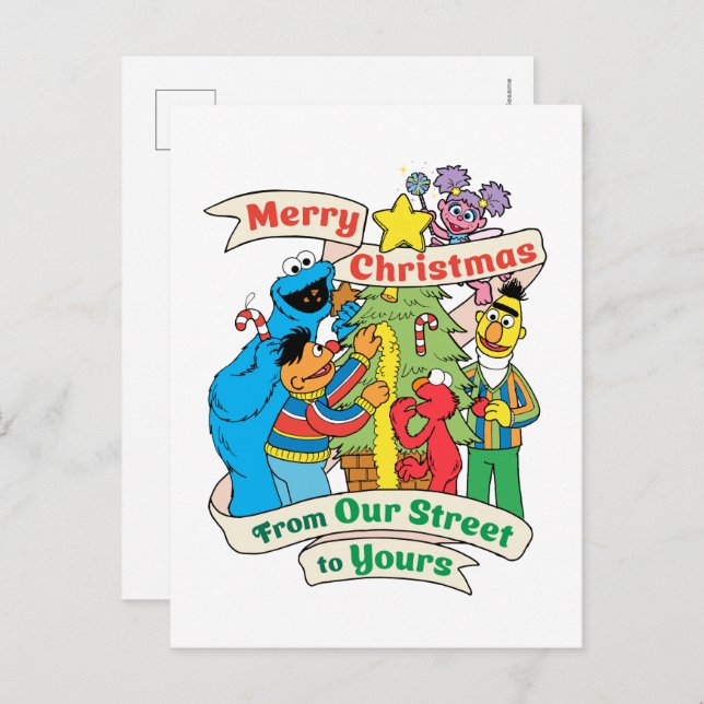 Cartes Pour Fêtes Annuelles Rue Sésame Joyeux Noël Vacances (Devant / Derrière)