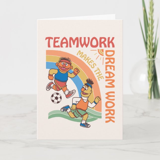 Cartes Pour Fêtes Annuelles Rue Sésame | Travail d'équipe Ernie & Bert (Devant)