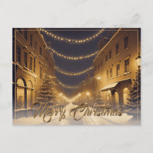 Cartes Pour Fêtes Annuelles Rues de Noël couvertes de neige dans un centre-vil