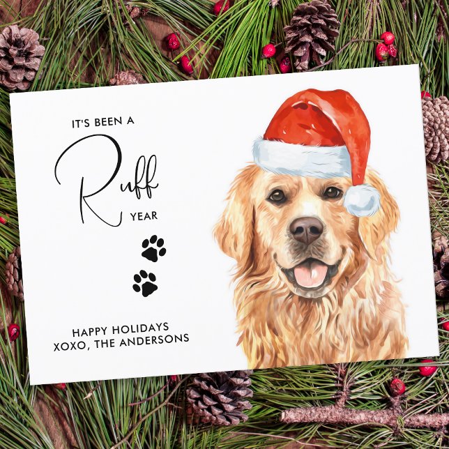 Cartes Pour Fêtes Annuelles Ruff année en examen Funky Golden Retriever Chien (Créateur téléchargé)