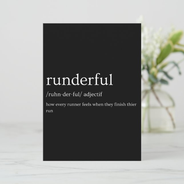 Cartes Pour Fêtes Annuelles Runderful Running Definition Drôle Runner Cadeau (Debout devant)