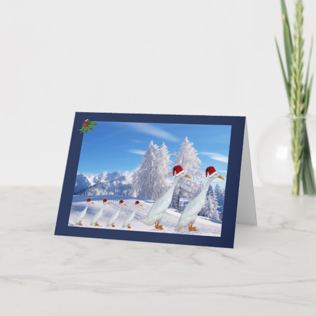 Cartes Pour Fêtes Annuelles Runner duck santa hat (Devant)