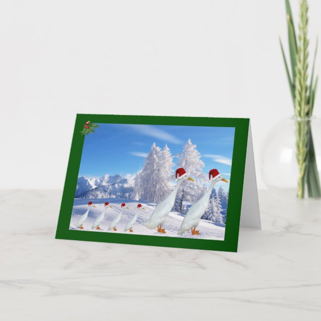 Cartes Pour Fêtes Annuelles Runner duck santa hat (Devant)