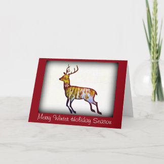 Cartes Pour Fêtes Annuelles Running Deer sur blanc Noël/Nouvel An salutation