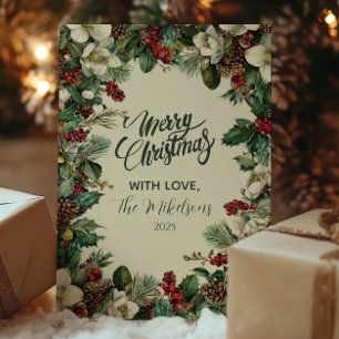 Cartes Pour Fêtes Annuelles Russe À feuillage persistant Berry Noël