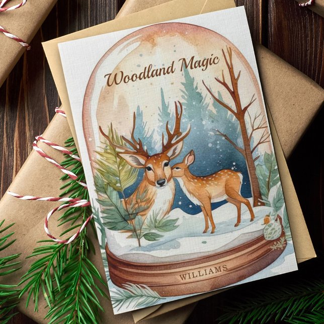 Cartes Pour Fêtes Annuelles Russe aquarelle Noël Woodland Snow Globe (Créateur téléchargé)