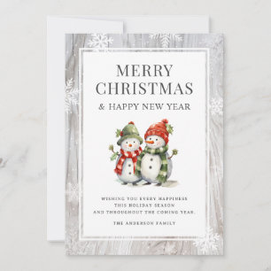 Cartes Pour Fêtes Annuelles Russe Bois Joyeux Snowman de Noël