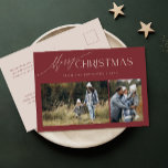 Cartes Pour Fêtes Annuelles Russe Bourgogne Moderne 2 Photo Noël<br><div class="desc">Envoyez des voeux chaleureux et festifs cette saison de fêtes avec notre carte postale Rustique Bourgogne moderne 2 Photo Christmas. Dotée d'un fond rouge bordeaux profond et terreux, cette carte présente magnifiquement deux photos de famille chères ainsi que la calligraphie manuscrite qui décrit "Joyeux Noël" dans un script moderne et...</div>