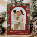 Cartes Pour Fêtes Annuelles Russe Bourgogne Rouge 1 Arche photo Joyeux Noël<br><div class="desc">Cette collection présente des fleurs rouges aquarelles,  des baies et de la verdure hivernale avec une typographie moderne et élégante,  avec un motif botanique d'hiver.</div>