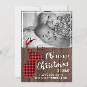 Cartes Pour Fêtes Annuelles Russe Buffalo Plaid OH DEER Photo de Noël