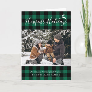 Cartes Pour Fêtes Annuelles Russe Green Plaid Photo de Noël