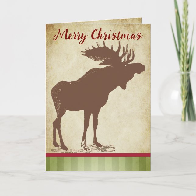Cartes Pour Fêtes Annuelles Russe Moose Joyeux Noël (Devant)