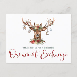 Cartes Pour Fêtes Annuelles Russe Noël Floral Antlers Orament Exchange