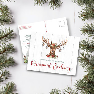 Cartes Pour Fêtes Annuelles Russe Noël Floral Antlers Orament Exchange