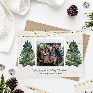 Cartes Pour Fêtes Annuelles Russe Photo de famille Arbre de Noël Ferme Bois