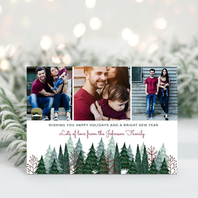 Cartes Pour Fêtes Annuelles Russe Photo de famille sapin de Noël (Rustic Family Photo Christmas Pine Tree Holiday Card)