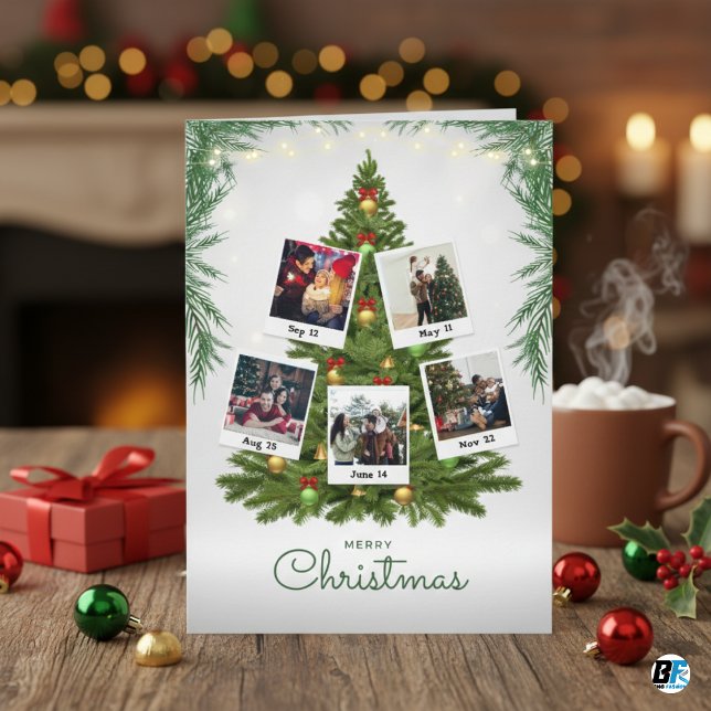 Cartes Pour Fêtes Annuelles Russe Photo Famille Ferme d'Arbre de Noël (Créateur téléchargé)