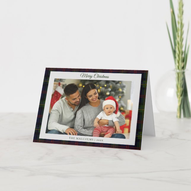 Cartes Pour Fêtes Annuelles Russe Plaid Family Photo Malcolm Tartan Noël (Devant)