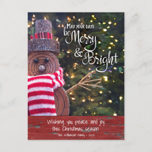 Cartes Pour Fêtes Annuelles Russe Snowman Days Be Joyeux Bright Script mignon