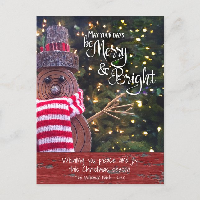 Cartes Pour Fêtes Annuelles Russe Snowman Days Be Joyeux Bright Script mignon (Devant)