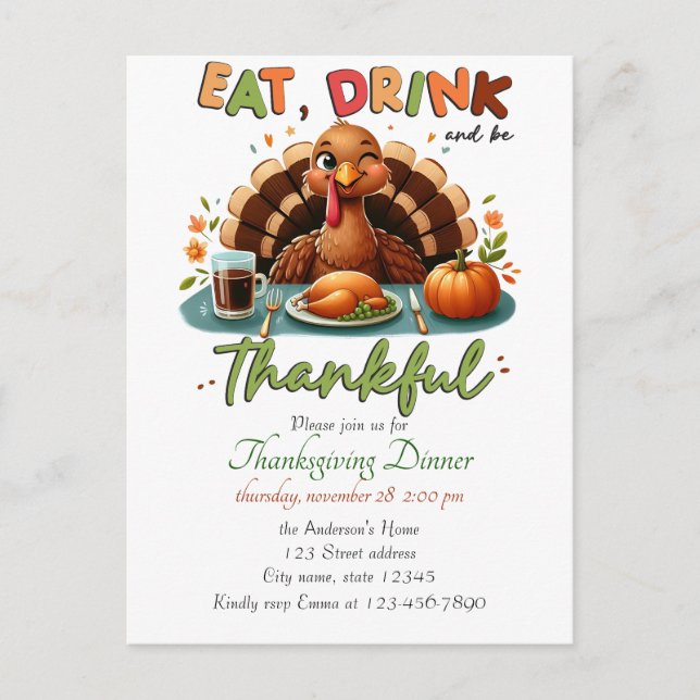 Cartes Pour Fêtes Annuelles Russe Thanksgiving Citrouille Aquarelle Automne (Devant)