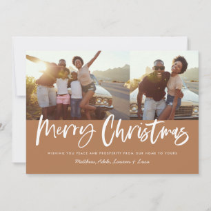 Cartes Pour Fêtes Annuelles Rust et blanc script joyeux noël multi photo