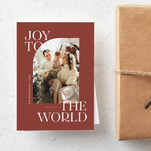 Cartes Pour Fêtes Annuelles Rust Joie au Monde Moderne Type Photo de Noël