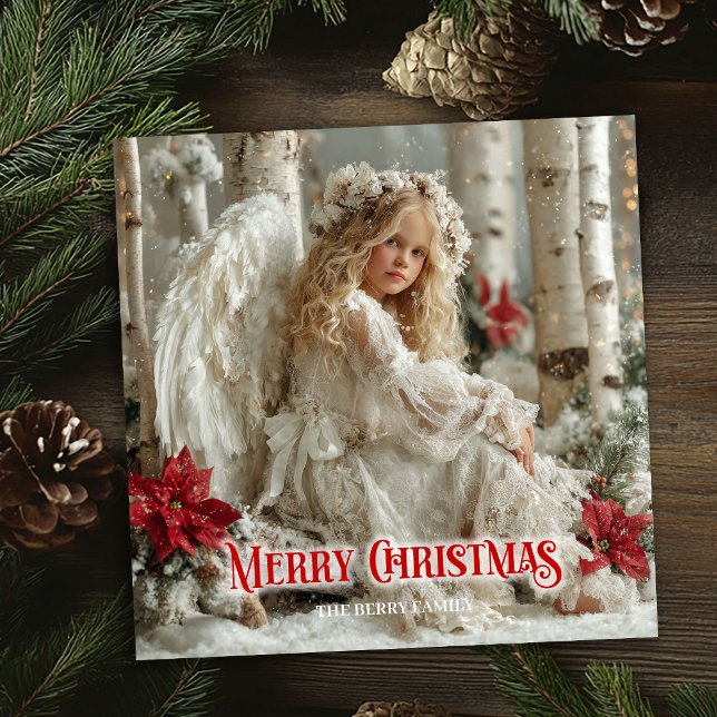 Cartes Pour Fêtes Annuelles Rustic angel digital Christmas classic greeting   (Rustic angel digital Christmas classic greeting card)