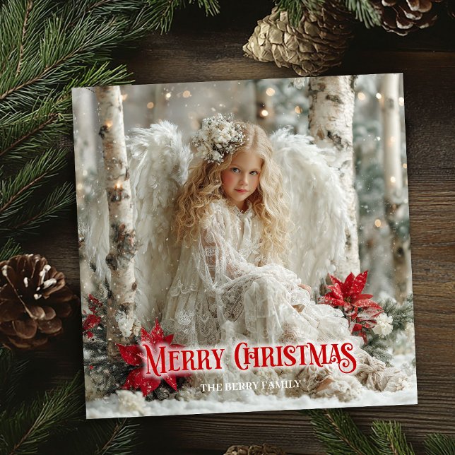 Cartes Pour Fêtes Annuelles Rustic angelic angel red gold festive beautiful  (Rustic angelic angel red gold festive beautiful card)